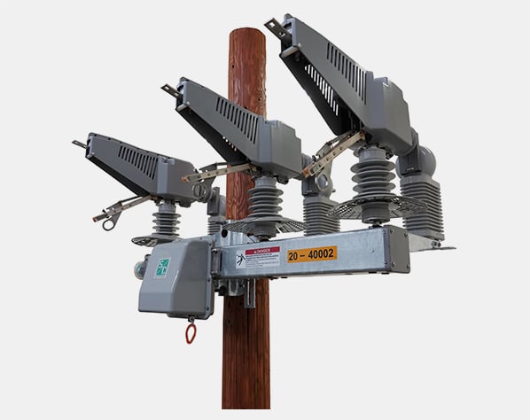 Scada-Mate® SD Switching Systems, environmentally friendly switching system, compact-crossarm upright, compact-crossarm upright three-pole operated environmentally friendly switching system that uses a vacuum interrupting medium for overhead distributed automation 