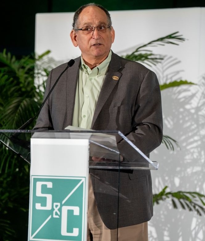 A representative from Sacramento Municipal Utility District, winner of the 2025 S&C Powered by Diversity Award, gives an acceptance speech